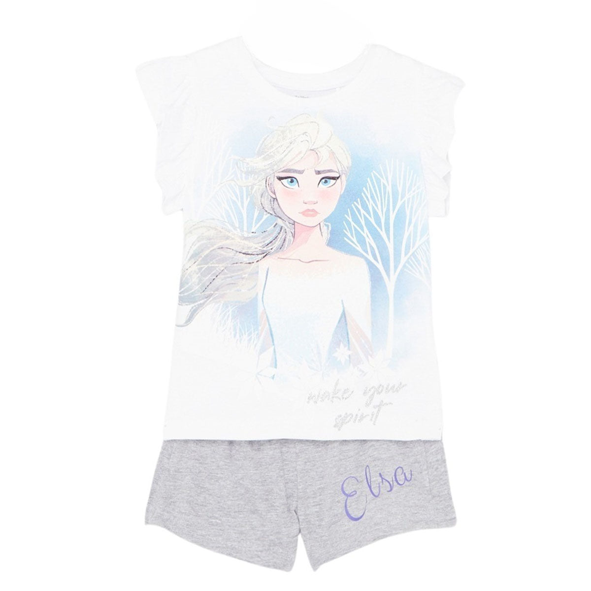 Ensemble La Reine des Neiges - 2A Fille - Enfant - Blanc - 100% Coton, 160 GSM SJ, MELANGE: X% Coton, X% Polyester - TrendyFlair