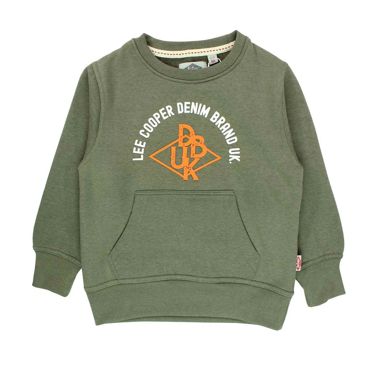 Sweat Lee Cooper - 6A Garçon - Enfant - Kaki - 60 % Coton - 40 % Polyester 300 gsm - TrendyFlair