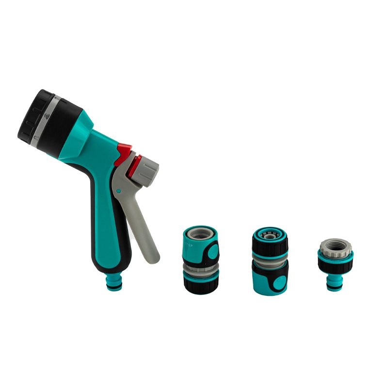 Pistolet d'arrosage pour jardin - 7 jets - Kit complet avec accessoires | Compact et polyvalent | Vert et noir | TRENDYFLAIR