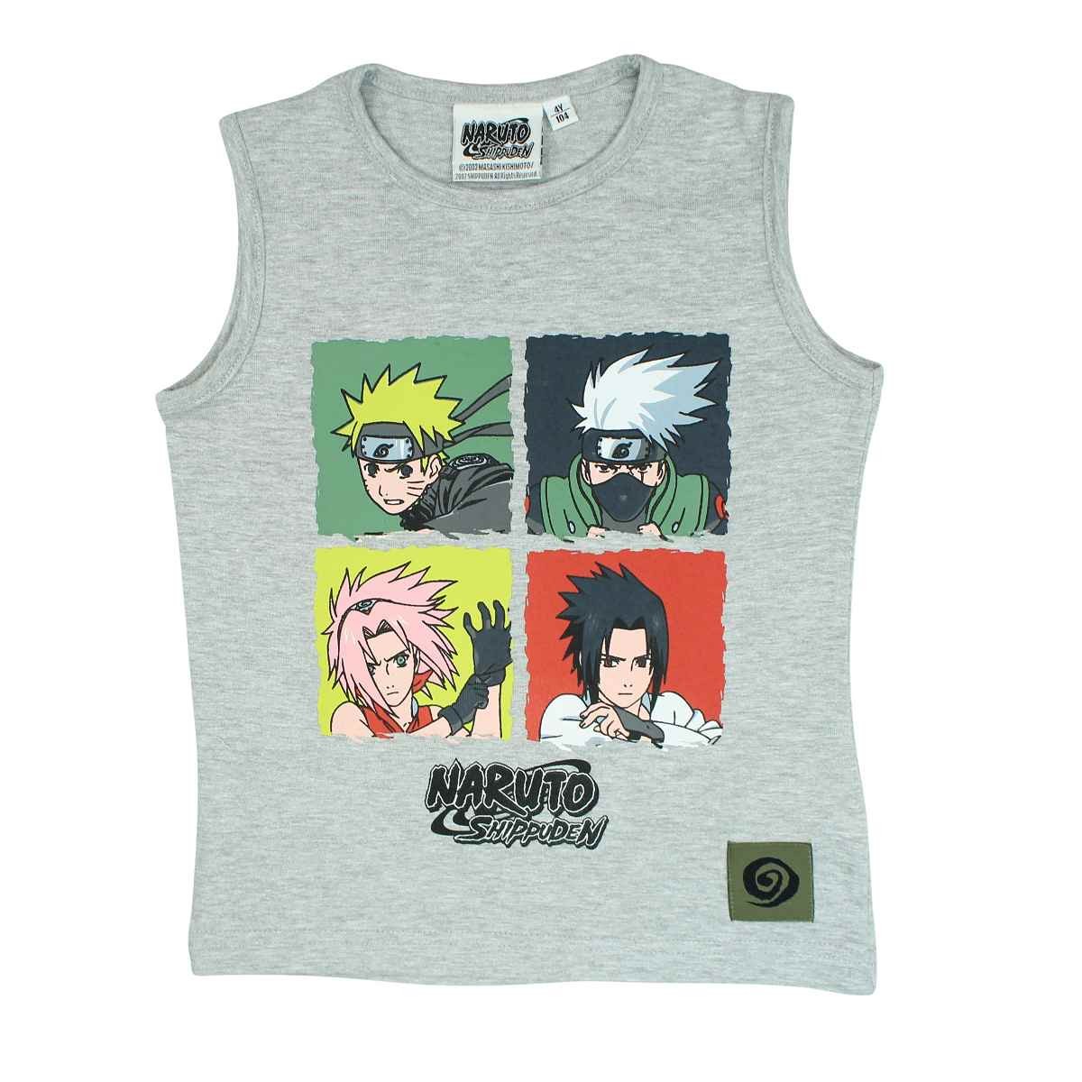 T-Shirt Naruto - 4A Garçon - Enfant - Gris - 93 % Coton - 7 % Polyester - TrendyFlair