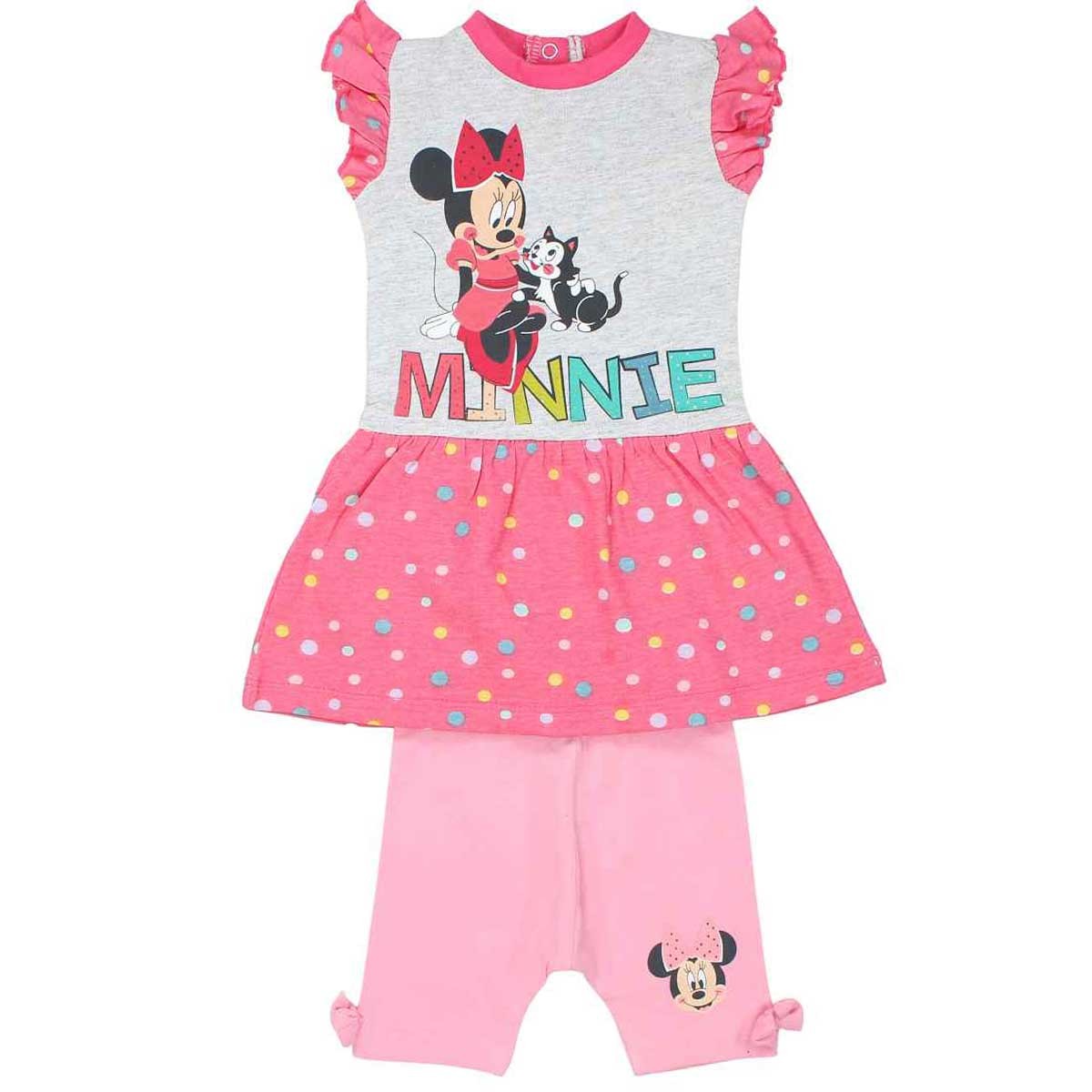 Ensemble bébé Minnie - 6M Bébé Fille - Enfant - Rose - Leggings: 95 % Coton - 5 % Élasthanne - Haut gris: 80 % Coton - 20 % Polyester - TrendyFlair