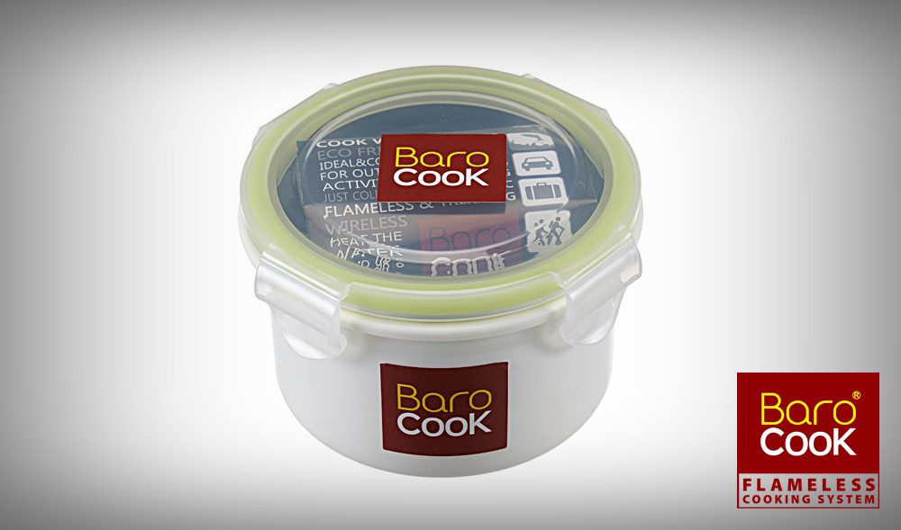 Contenant à repas rond auto chauffant - Barocook - Contenance : 270 ml | Compact et pratique | Réutilisable et écologique | Rouge et noir | TRENDYFLAIR