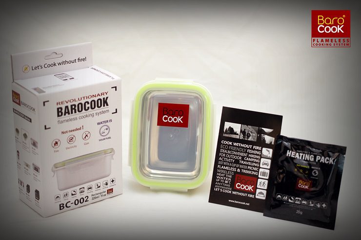 Contenant à repas rectangulaire auto chauffant - Barocook - Contenance : 320 ml | Pratique et écologique | Compact et léger | Noir et argent | TRENDYFLAIR