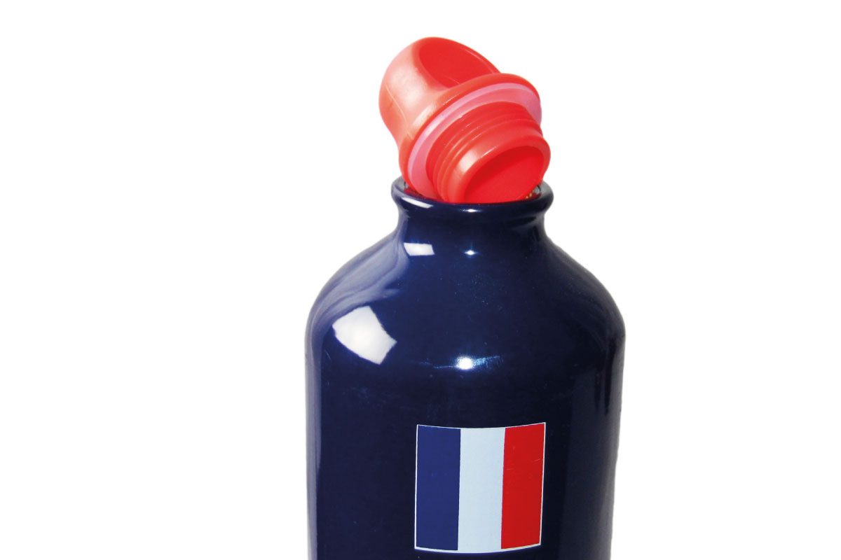 Gourde de sport - Fédération Française de Football - En aluminium - Contenance : 750 ml | Résistante et légère | 25 cm de hauteur, 7 cm de diamètre | Bleu et blanc | TRENDYFLAIR