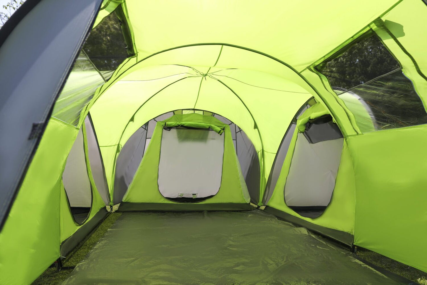 Tente de camping familiale 8 places - Spacieuse et confortable | 600 x 570 x 203 cm | Gris et bleu | TRENDYFLAIR