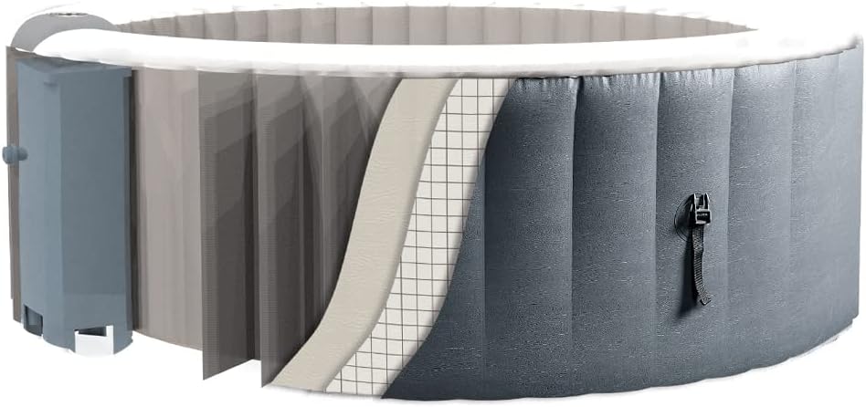 Spa gonflable 4 places rond - CleverSpa modèle Cannes - Filtre et bâche inclus | Diamètre : 185 cm | Gris anthracite | TRENDYFLAIR