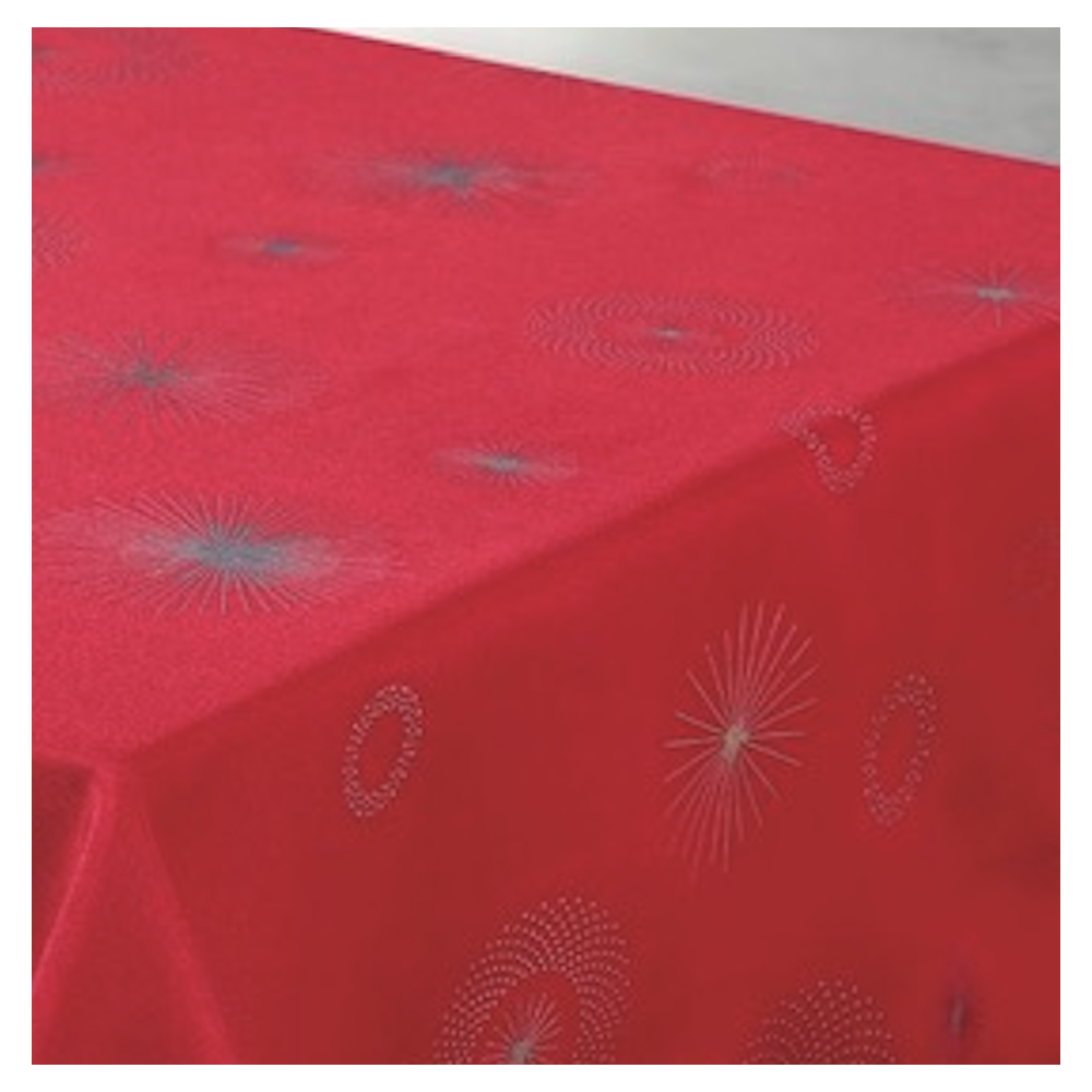 Nappe de Noël - Céleste Motif Étoilée - rouge - 150x300cm |homeflair