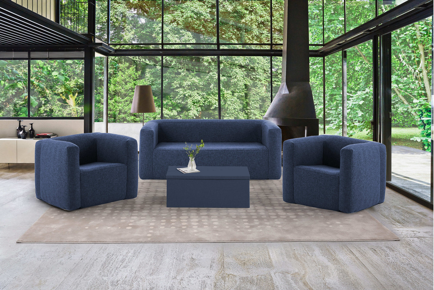Table coffre Terracotta - Ouverture sur le dessus - Intérieur et extérieur - Bleu | TRENDYFLAIR