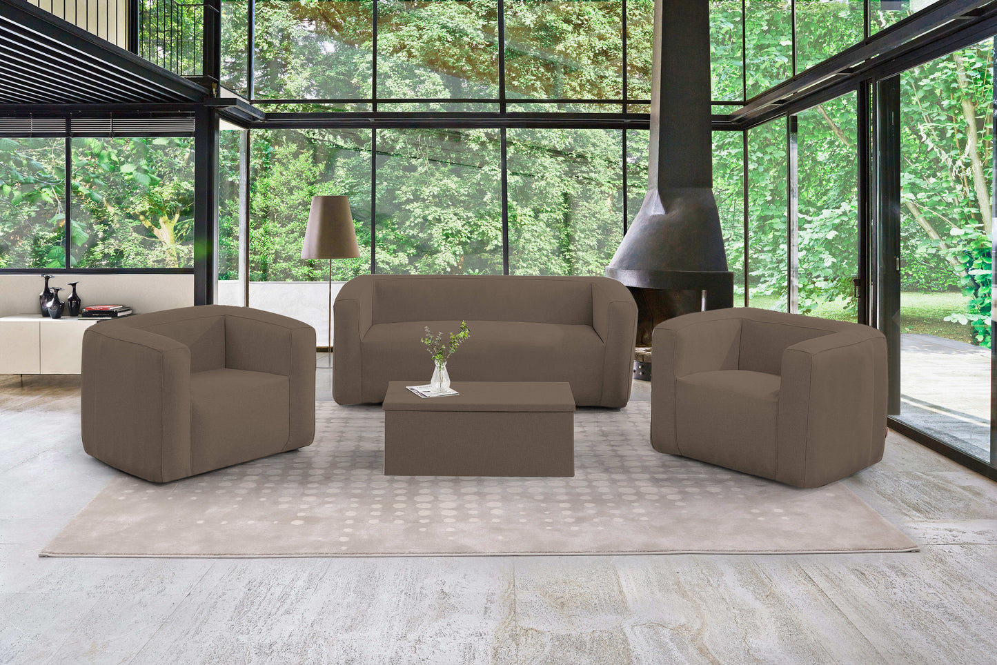 Canapé gonflable 2-3 places - Intérieur et extérieur - Terracotta - Couleur Camel | Idéal pour se détendre à l'intérieur ou à l'extérieur | Polyvalent et tendance | TRENDYFLAIR