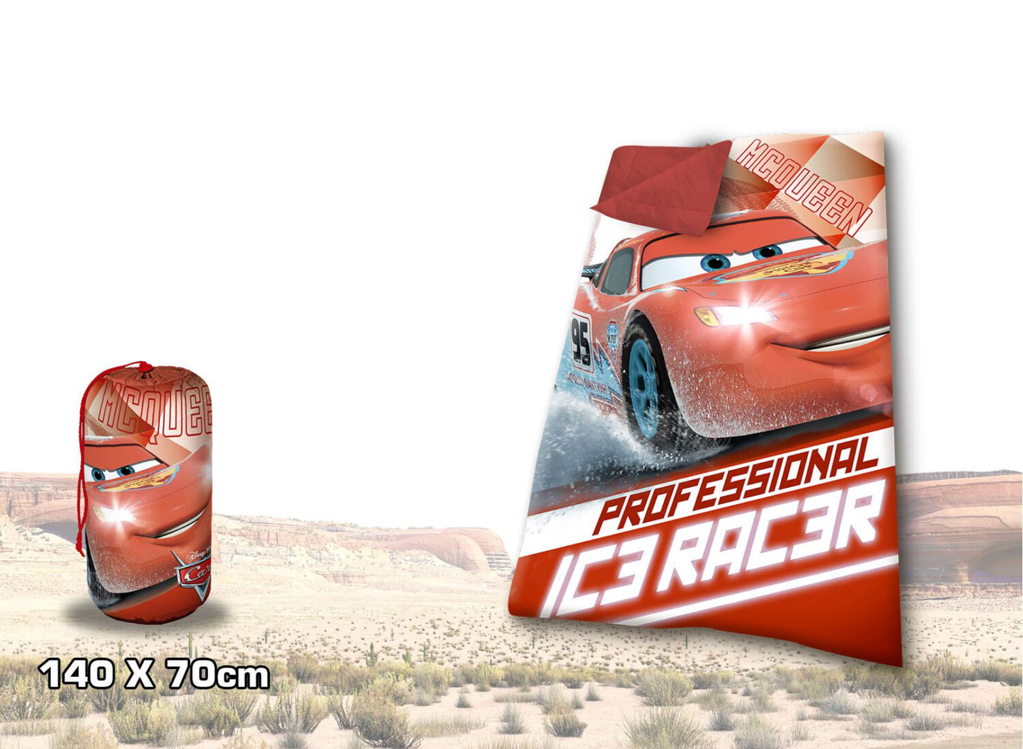 Sac de couchage enfant - Disney Cars - Housse de transport inclus | Idéal pour le camping et les sleepovers | 140cm x 70cm | Rouge et noir | TRENDYFLAIR