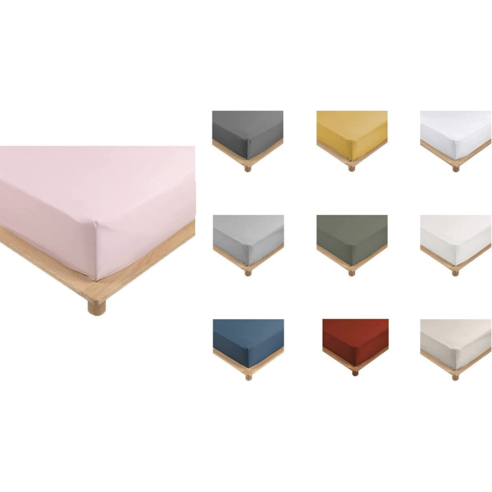 Drap Housse Percale - Bonnet 30 Cm - Plusieurs Tailles - Plusieurs Coloris - 140x190cm - Rose | homeflair