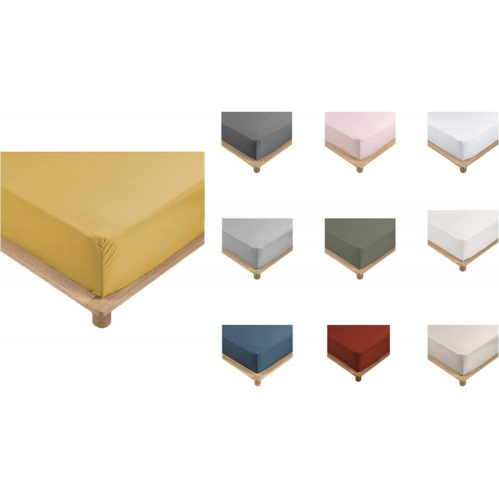 Drap Housse Percale - Bonnet 30 Cm - Plusieurs Tailles - Plusieurs Coloris - 180x200cm - jaune |homeflair