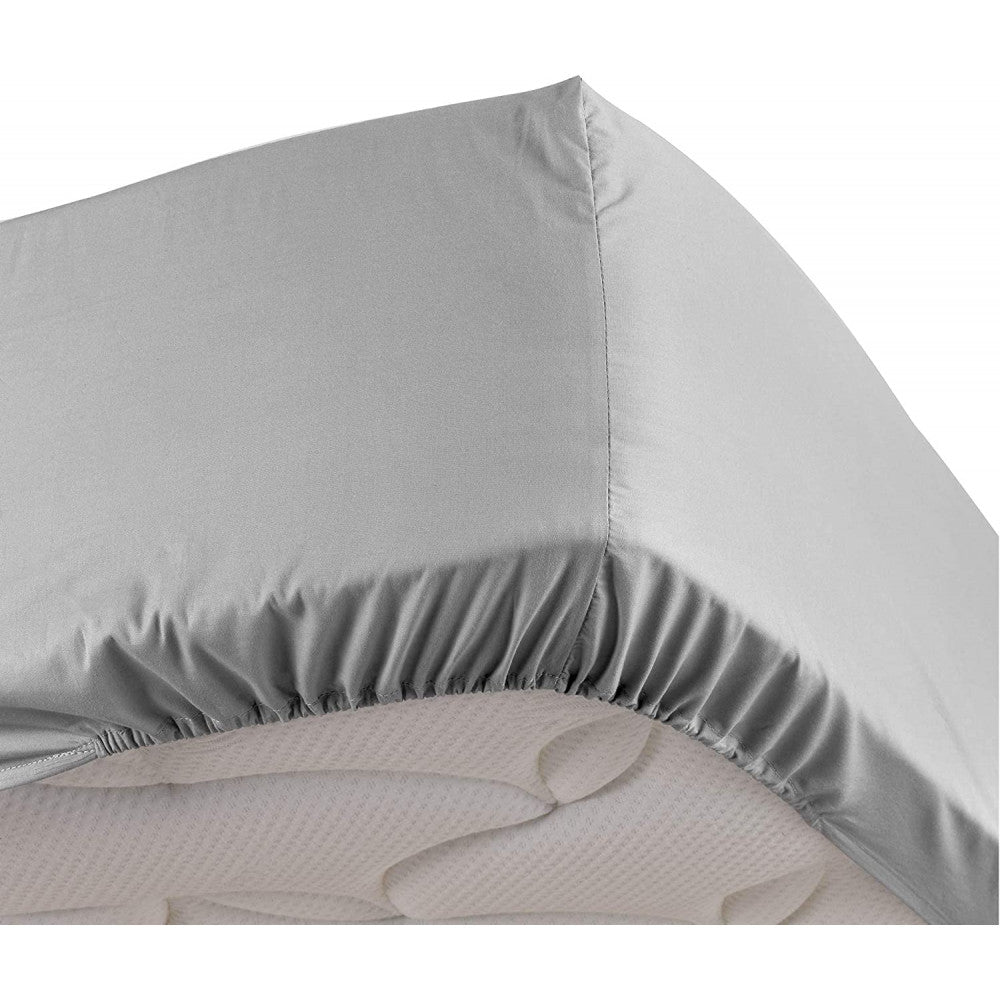 Drap Housse Percale - Bonnet 30 Cm - Plusieurs Tailles - Plusieurs Coloris - 90x190cm - Gris | homeflair