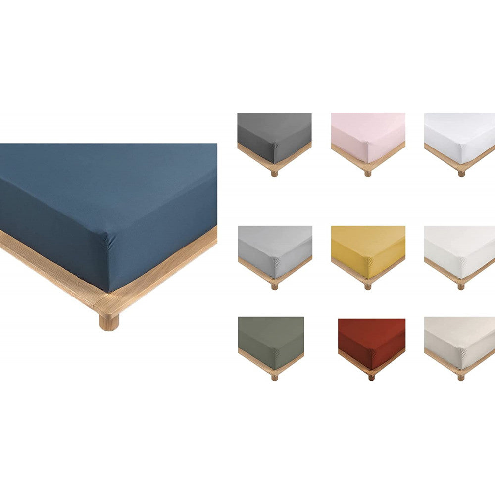 Drap Housse Percale - Bonnet 30 Cm - Plusieurs Tailles - Plusieurs Coloris - 180x200cm - bleu |homeflair
