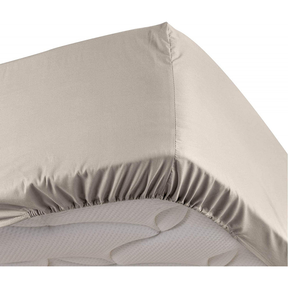 Drap Housse Percale - Bonnet 30 Cm - Plusieurs Tailles - Plusieurs Coloris - 140x190cm - Marron Claire Naturel |homeflair