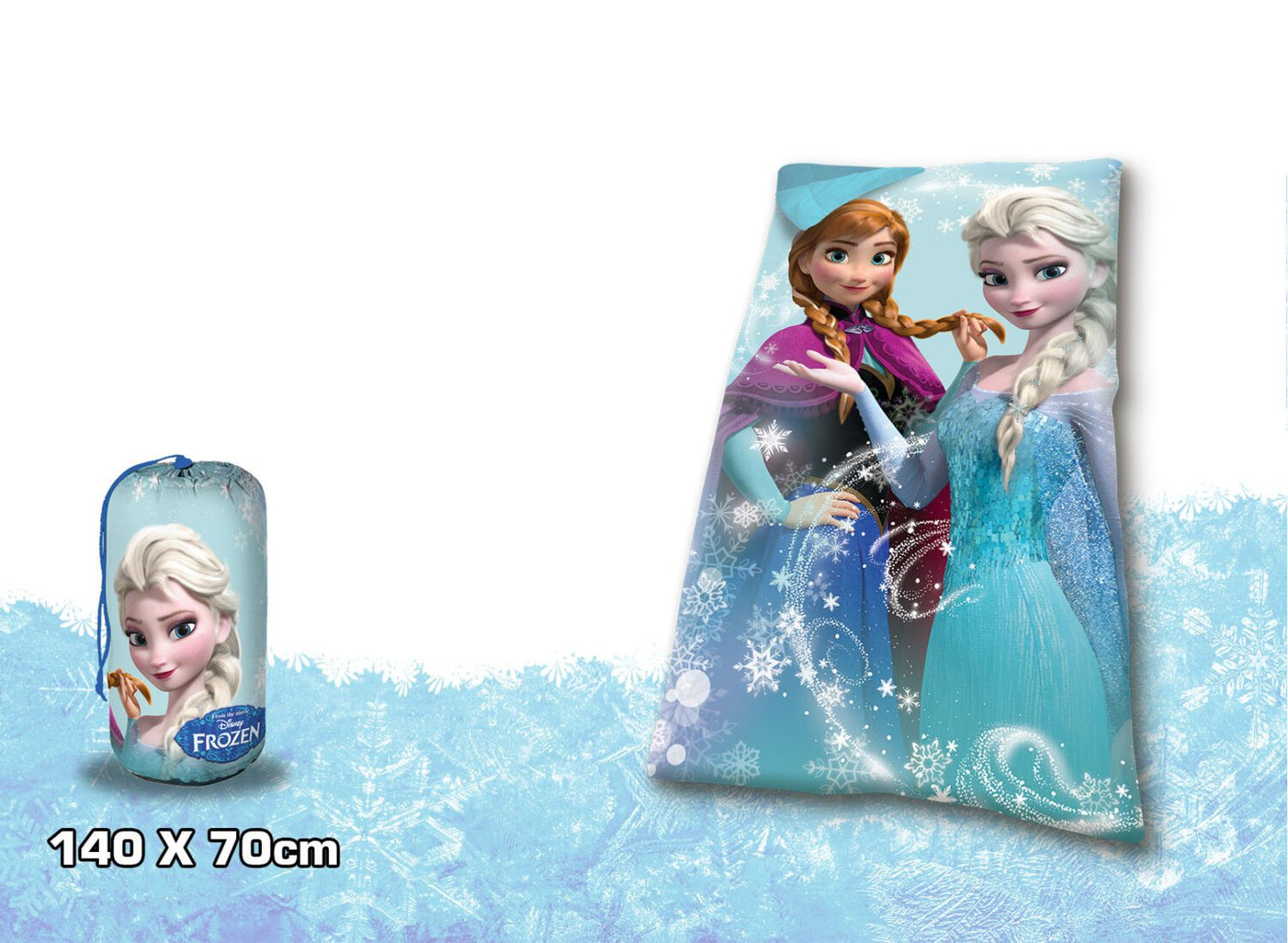Sac de couchage enfant - Disney Reine des glaces - Housse de transport inclus | Idéal pour le camping et les soirées pyjama | 140cm x 70cm | Motifs colorés et attrayants | TRENDYFLAIR