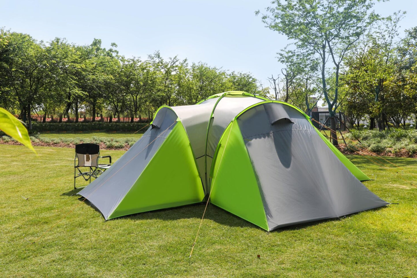 Tente de camping familiale 6 places - Spacieuse et confortable | 520 x 330 x 195 cm | Vert et gris | TRENDYFLAIR
