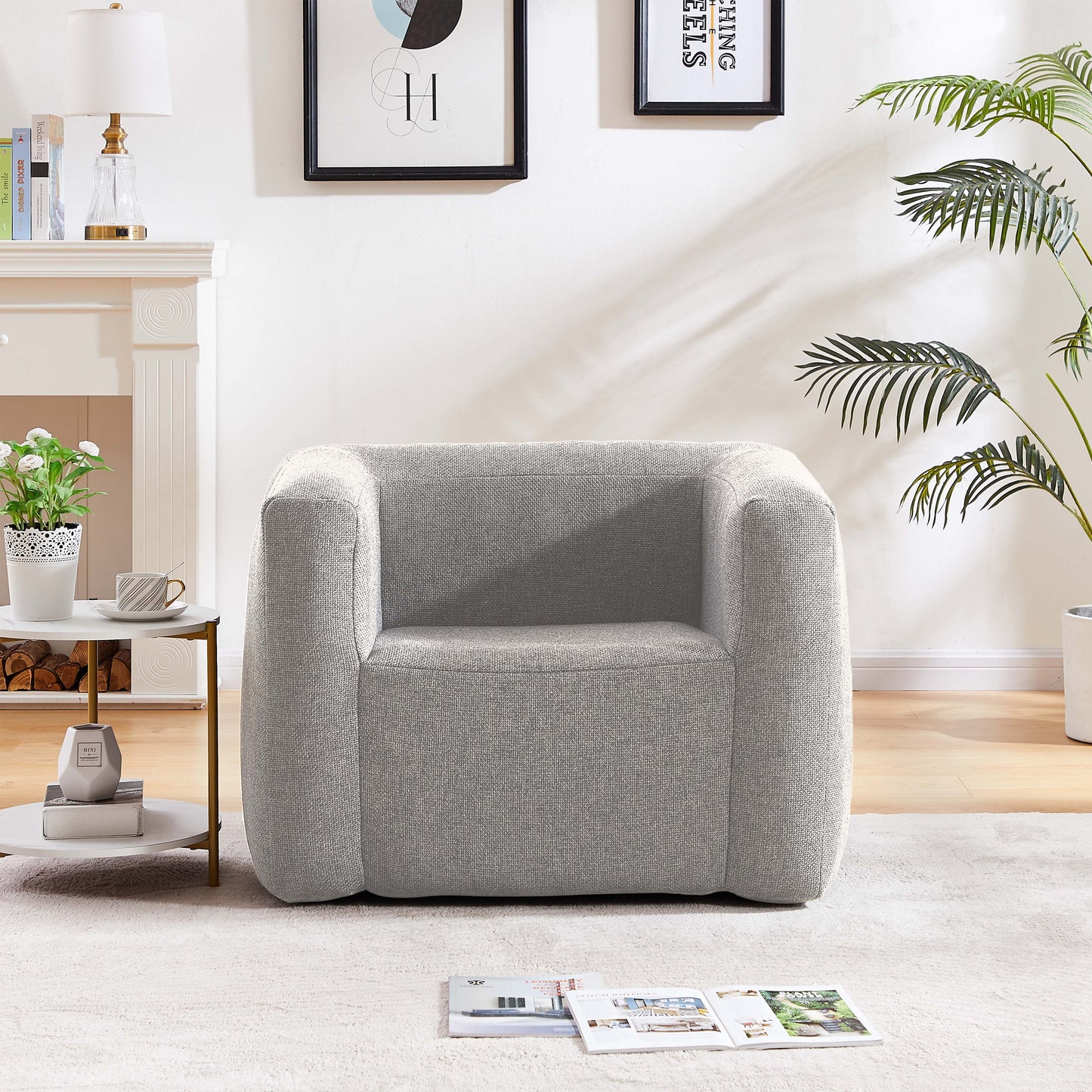 Fauteuil gonflable - Intérieur et extérieur | Léger et résistant | Compact et facile à transporter | Gris clair | TRENDYFLAIR