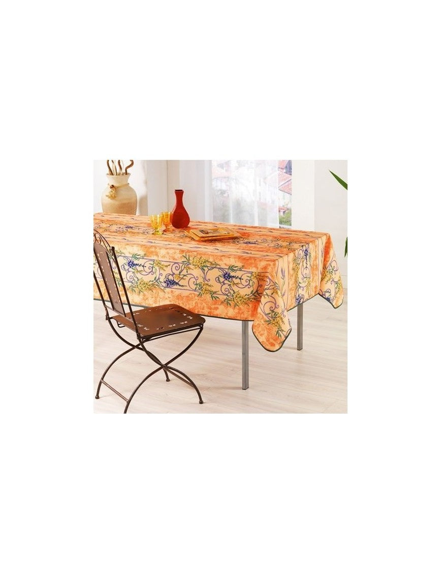 Nappe Provensale Rectangle (150x240cm ou 150x300cm) ou Ronde (180cm) Anti-Tache 180cm Glycine 100% Polyester (150x240cm, Orange) |homeflair