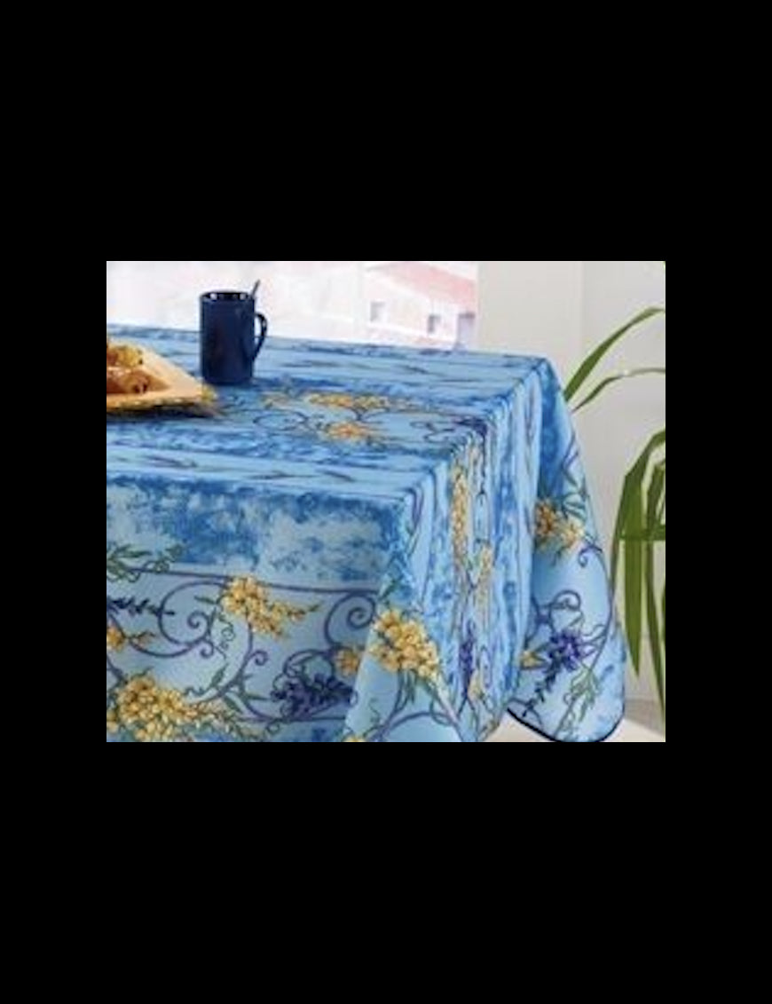 Nappe Provensale Rectangle Anti Tache Glycine bleu 240cm |homeflair