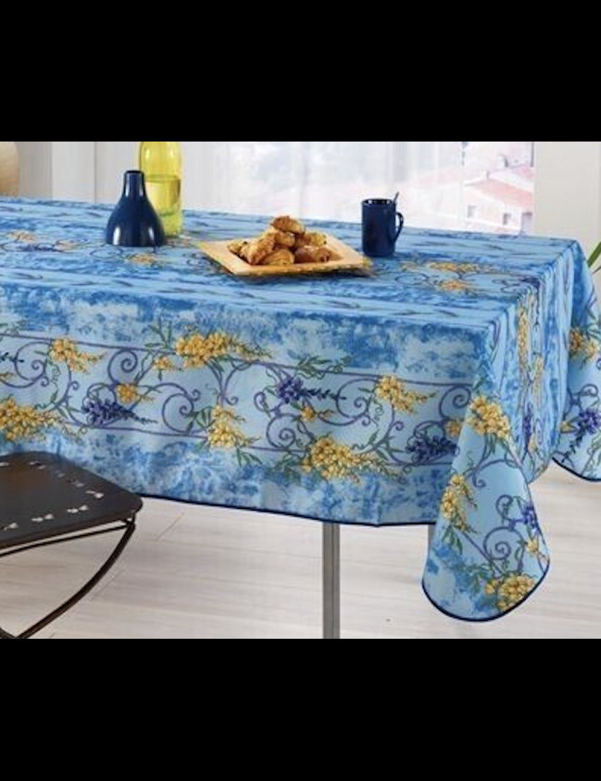 Nappe Provensale Rectangle Anti Tache Glycine bleu 3m |homeflair