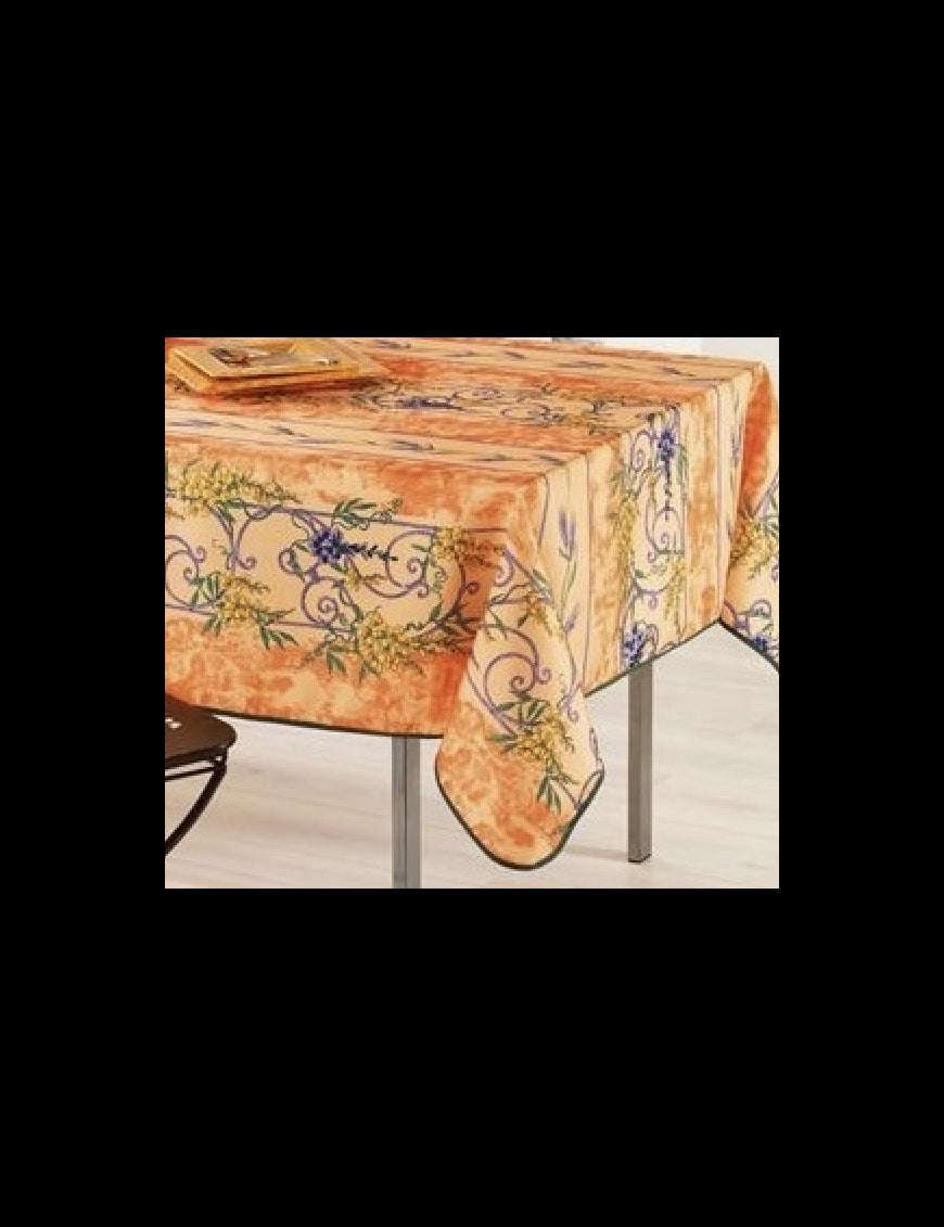 Nappe Provensale Rectangle (150x240cm ou 150x300cm) ou Ronde (180cm) Anti-Tache 180cm Glycine 100% Polyester (150x240cm, Orange) |homeflair