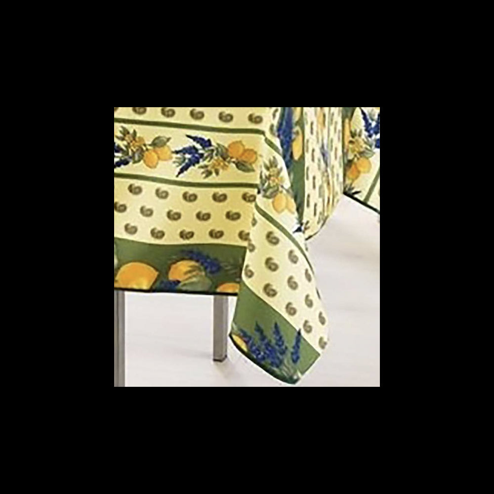 Nappe Provensale Rectangle ou Ronde Anti-Tache 100% Polyester - Citron - Vert - 150x300cm |homeflair