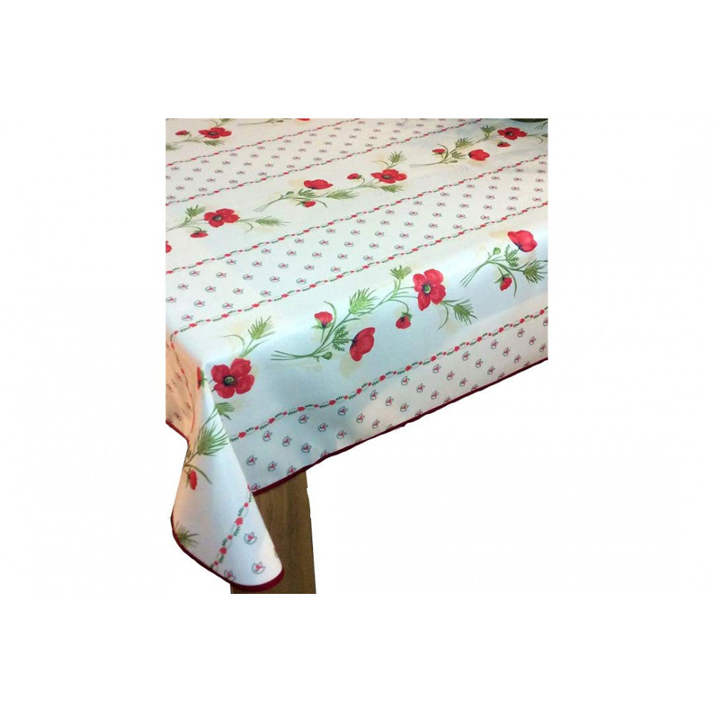 Nappe Provensale Tissu Rectangle ou Ronde - Coquelicot Anti-taches - rouge - 150x300cm |homeflair