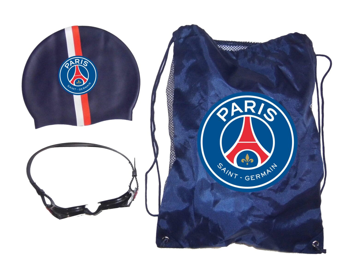 Bonnet de piscine - Paris Saint Germain - Conçu pour les fans du PSG | Taille unique | Bleu et rouge | TRENDYFLAIR