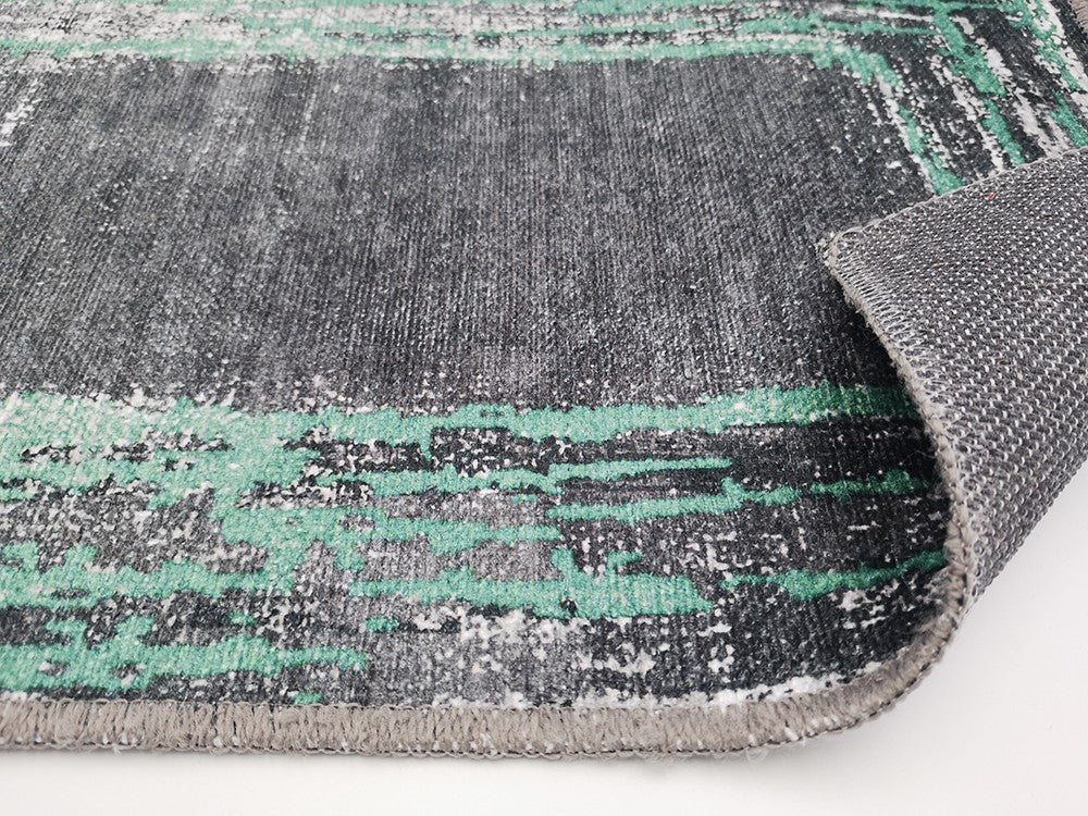 Tapis Ring Noir/Vert Dimensions - 180X270 – Qualité supérieure pour Maison, Appartement, Bureau – Style élégant et durable – Confort optimal, facile à nettoyer – Idéal salon et chambre