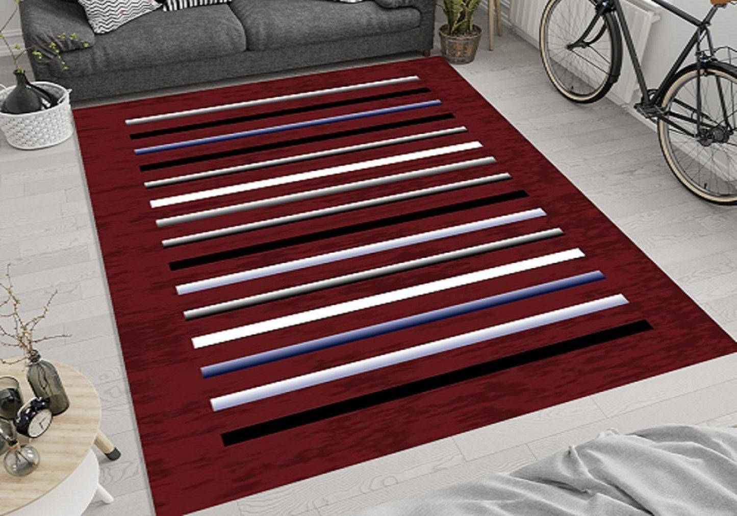 TPS_Ray_BOR80 Tapis, Polyester, Rouge, 80 x 150 – Qualité supérieure pour Maison, Appartement, Bureau – Style élégant et durable – Confort optimal, facile à nettoyer – Idéal salon et chambre