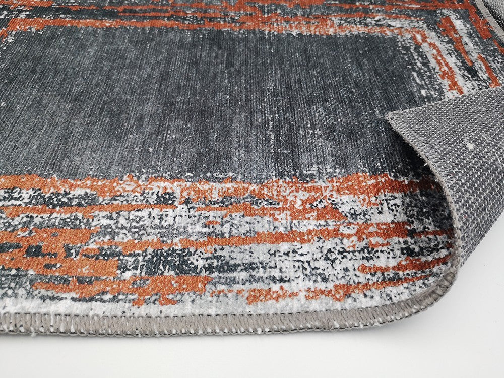 Tapis Ring Gris/Rouge Dimensions - 160x230 – Qualité supérieure pour Maison, Appartement, Bureau – Style élégant et durable – Confort optimal, facile à nettoyer – Idéal salon et chambre
