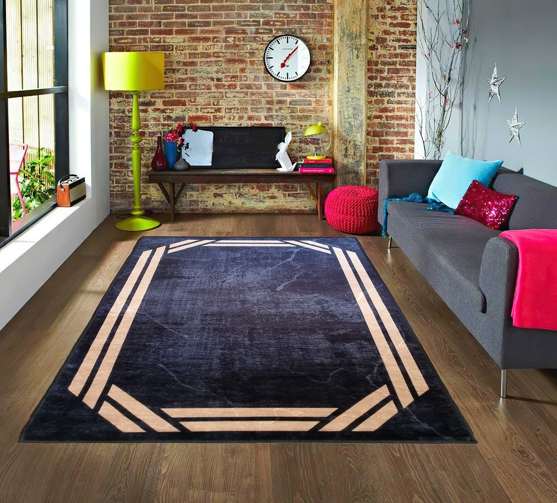 Tapis Rebelle, Noir Dimensions - 160x230 – Qualité supérieure pour Maison, Appartement, Bureau – Style élégant et durable – Confort optimal, facile à nettoyer – Idéal salon et chambre