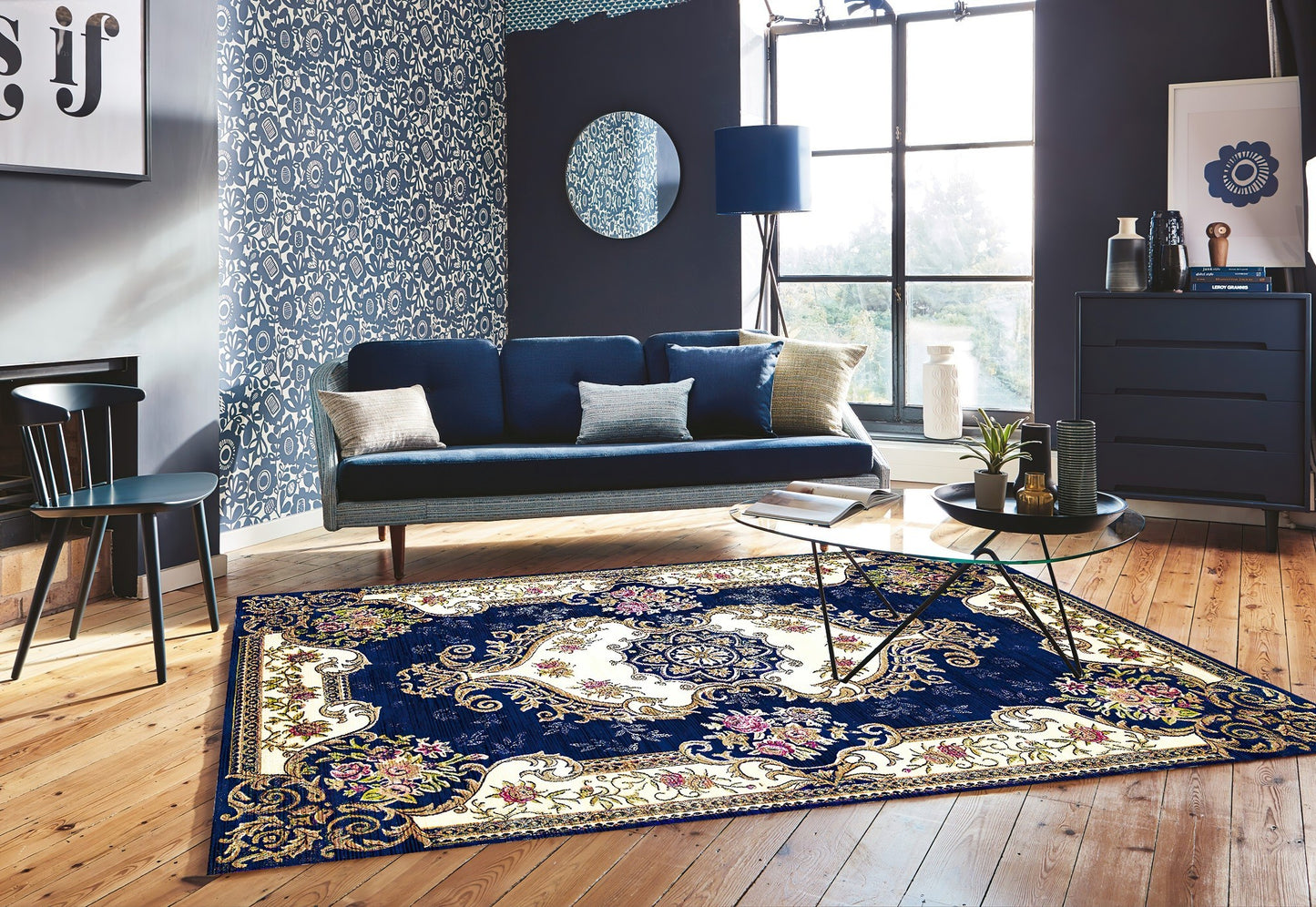 Tapis Orient Bleu Dimensions - 300x400 – Qualité supérieure pour Maison, Appartement, Bureau – Style élégant et durable – Confort optimal, facile à nettoyer – Idéal salon et chambre