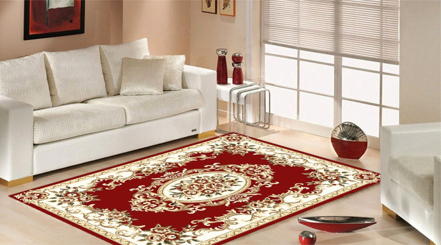 Tapis Orient Rouge Dimensions - 200x300 – Qualité supérieure pour Maison, Appartement, Bureau – Style élégant et durable – Confort optimal, facile à nettoyer – Idéal salon et chambre