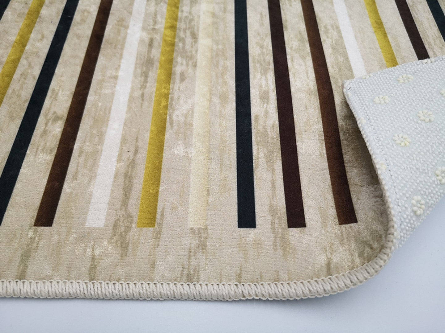 Tapis Rayures Beige Dimensions - 160x230 – Qualité supérieure pour Maison, Appartement, Bureau – Style élégant et durable – Confort optimal, facile à nettoyer – Idéal salon et chambre
