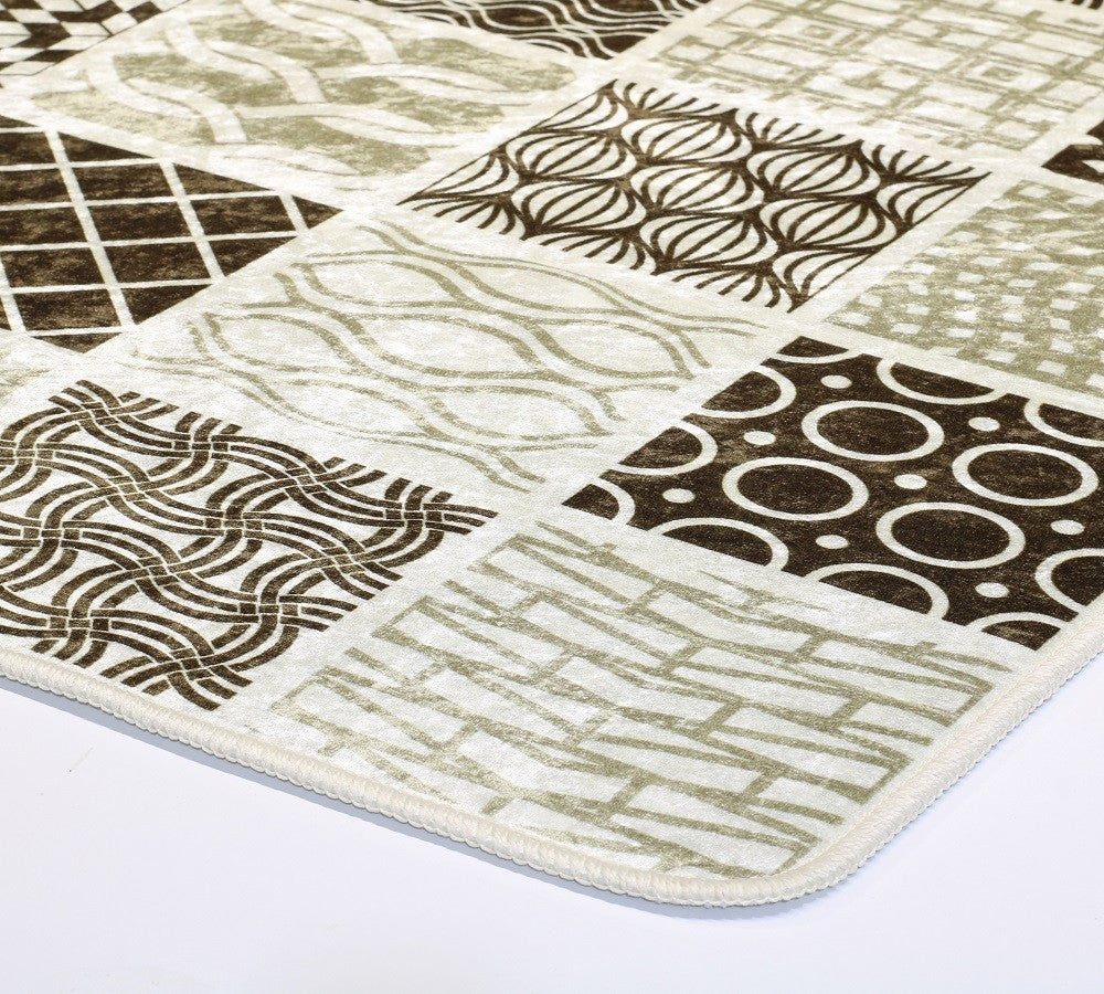 Tapis Carreaux de ciment Marron Dimensions - 50x120 – Qualité supérieure pour Maison, Appartement, Bureau – Style élégant et durable – Confort optimal, facile à nettoyer – Idéal salon et chambre