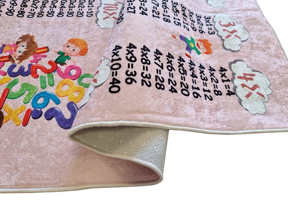Tapis Table de Multiplication Rose 100x160cm – Qualité supérieure pour Maison, Appartement, Bureau – Style élégant et durable – Confort optimal, facile à nettoyer – Idéal salon et chambre
