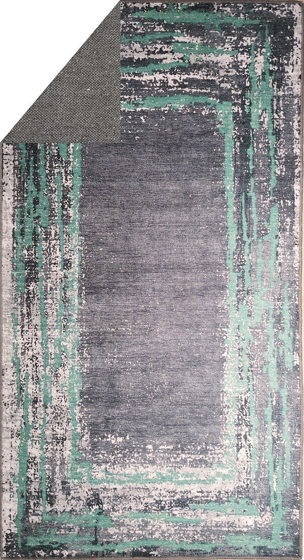 Tapis Ring Noir/Vert Dimensions - 180X270 – Qualité supérieure pour Maison, Appartement, Bureau – Style élégant et durable – Confort optimal, facile à nettoyer – Idéal salon et chambre