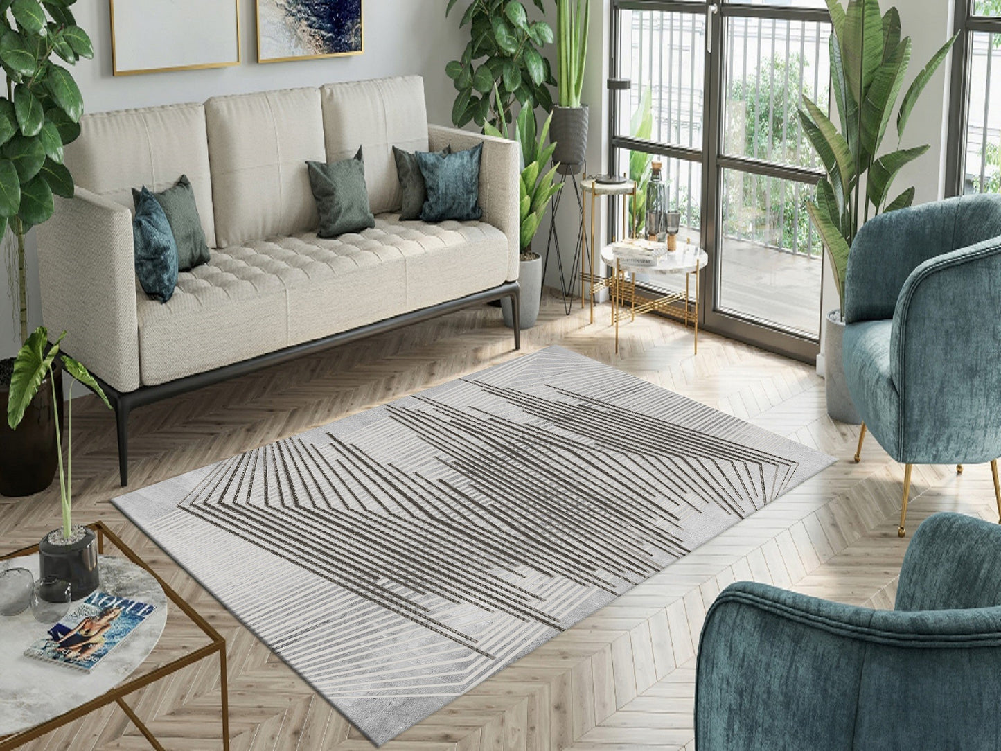 Tapis Nour Gris Dimensions - 200x300 – Qualité supérieure pour Maison, Appartement, Bureau – Style élégant et durable – Confort optimal, facile à nettoyer – Idéal salon et chambre