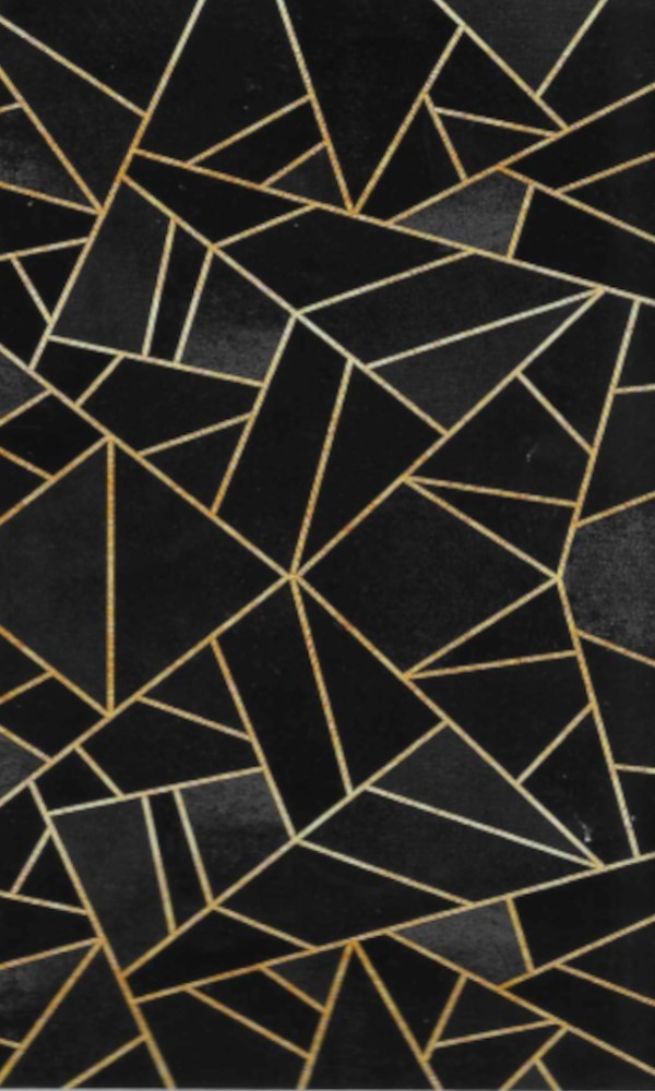 Tapis Grafic Noir Doré Dimensions - 80x150 – Qualité supérieure pour Maison, Appartement, Bureau – Style élégant et durable – Confort optimal, facile à nettoyer – Idéal salon et chambre