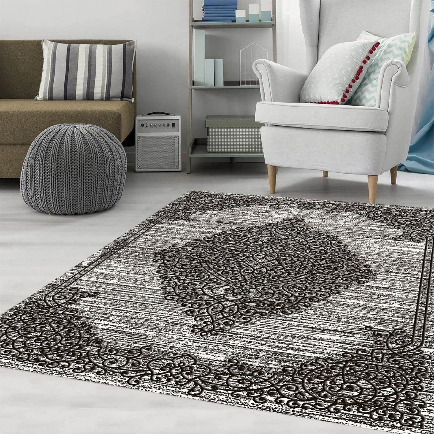 Tapis Orient Gris Argent Dimensions - 200x300 – Qualité supérieure pour Maison, Appartement, Bureau – Style élégant et durable – Confort optimal, facile à nettoyer – Idéal salon et chambre