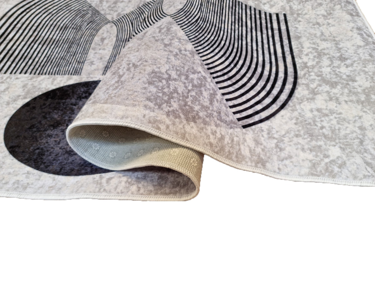 Tapis Seventies Gris Noir Dimensions - 160x230 – Qualité supérieure pour Maison, Appartement, Bureau – Style élégant et durable – Confort optimal, facile à nettoyer – Idéal salon et chambre