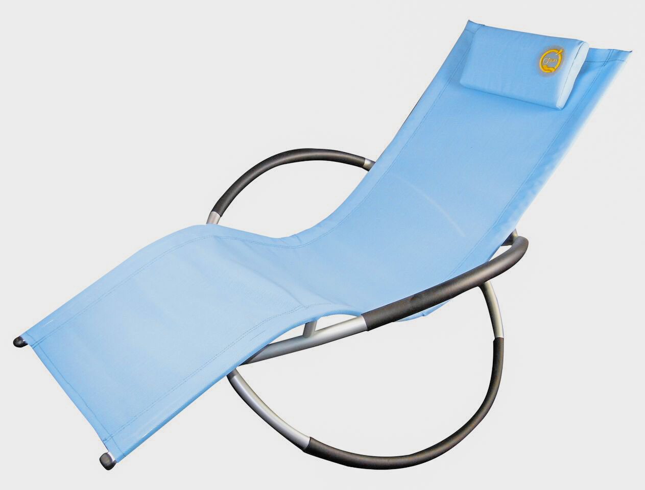 Transat en aluminium à bascule - Léger et durable | Confortable et élégant | 155 x 80 x 85 cm | Bleu | TRENDYFLAIR