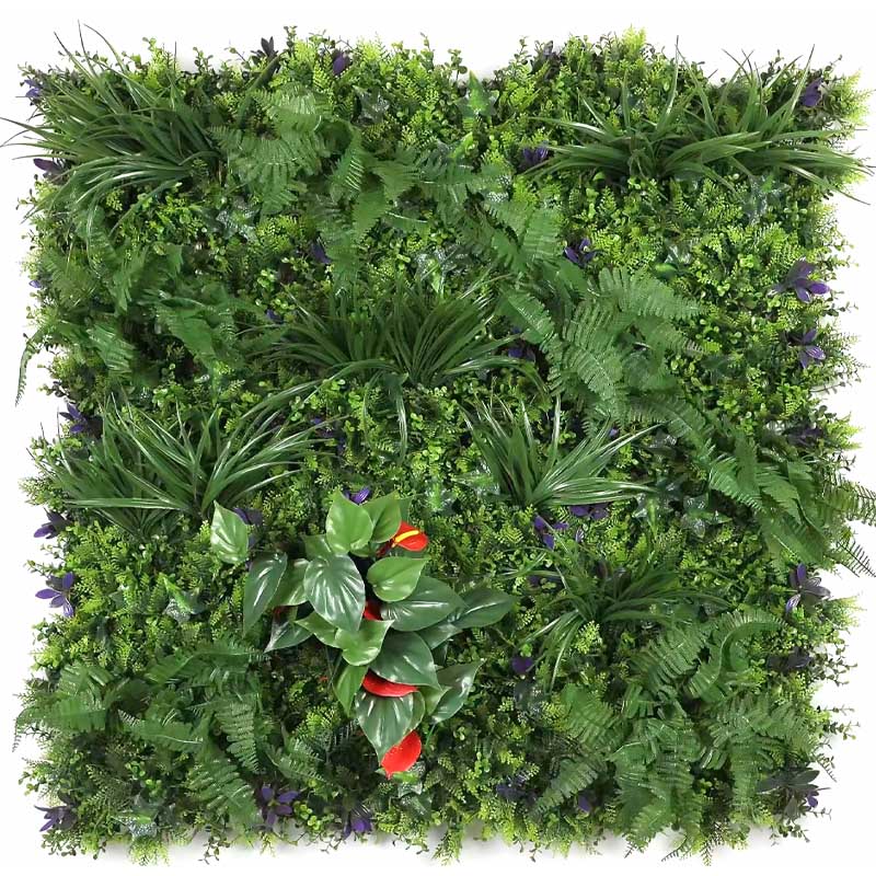 Mur végétal artificiel - Fleur rouge réaliste et éclatante | 100 x 100 cm | Rouge vif | TRENDYFLAIR