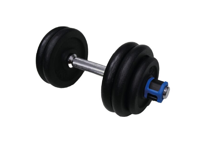 Set barres + haltères 50 KG - FITLIFE - En acier - Tout Inclus | Robuste et durable pour un entraînement complet à la maison | Noir et argent | TRENDYFLAIR