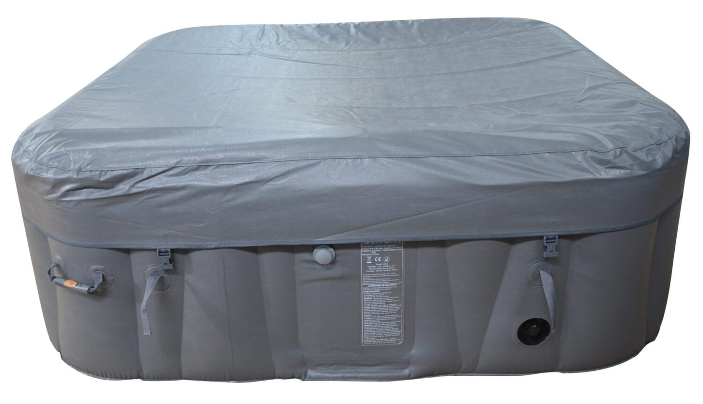 Spa gonflable 4 places carré - Bandeau LED inclus - Confortable et relaxant | 155 x 155 cm | Blanc et bleu | TRENDYFLAIR