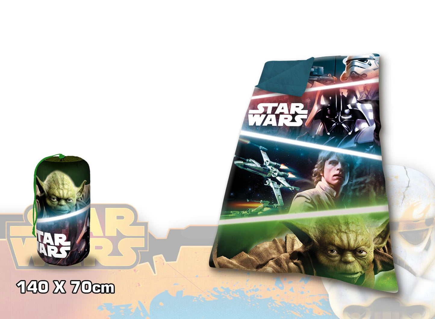 Sac de couchage enfant - Disney Star Wars - Housse de transport inclus | Léger et confortable | 140 cm x 70 cm | Motifs colorés | TRENDYFLAIR