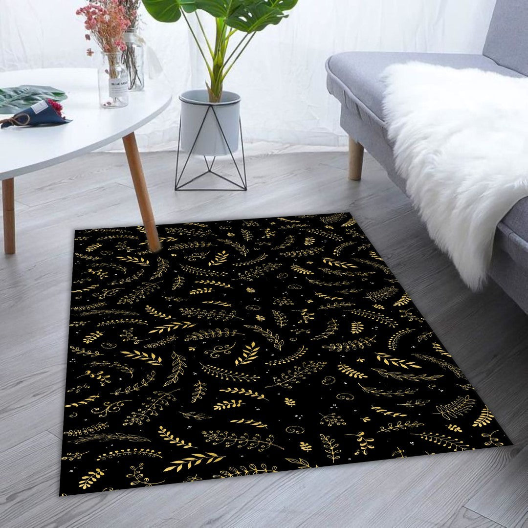 Tapis de Noel Noir Gold Dimensions - 70x140 – Qualité supérieure pour Maison, Appartement, Bureau – Style élégant et durable – Confort optimal, facile à nettoyer – Idéal salon et chambre