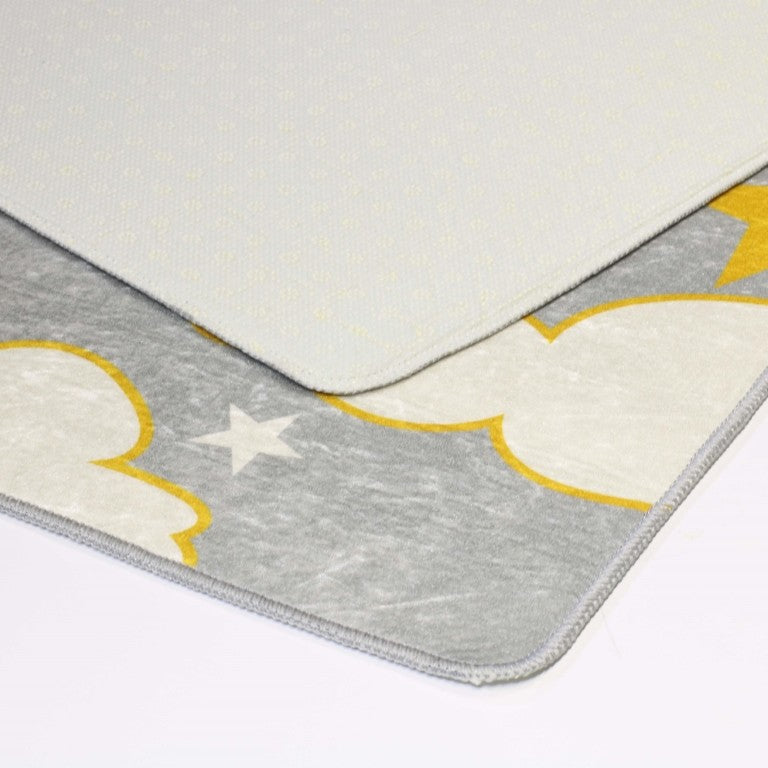 Tapis Nuage Gris/Jaune Dimensions - 80x150 – Qualité supérieure pour Maison, Appartement, Bureau – Style élégant et durable – Confort optimal, facile à nettoyer – Idéal salon et chambre